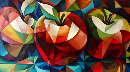 Geometric painting of apple.