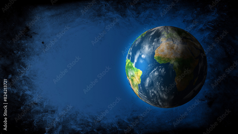 Wall mural the earth on the black background. elements of this image furnished by nasa.