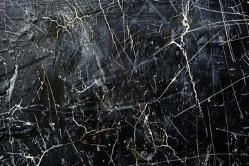 Texture of old surface on black background with white scratches