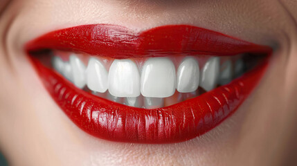 Fototapeta premium Teeth, dental and oral hygiene with a model woman in studio on a gray background for teeth whitening. Dentist
