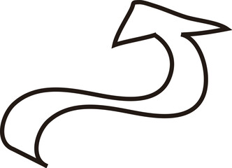 Black outlined curve pointing from the left upward to the right