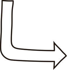 Black outlined arrow pointing south to the right