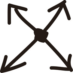 Hand drawing four black arrows pointing from the center to different directions