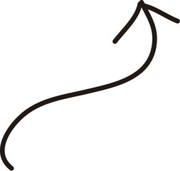 Simple single curved arrow pointing from the south upward to the right