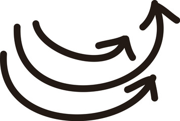 Three up curved arrow doodle icon