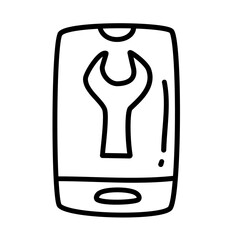 online repairing mobile of car service doodle icons