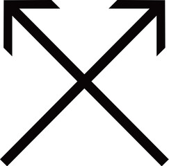 Crossed black arrows