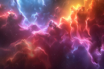 Big Bang colorful space galaxy fog cloud nebula. Universe science astronomy and stary night cosmos mockup background. Supernova concept wallpaper.