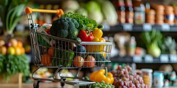 Purchase groceries online for delivery from a supermarket. Concept Online Shopping, Grocery Delivery, Supermarket Items, Fresh Produce, Convenient Service