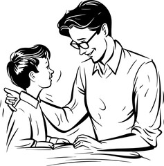 Teacher teaching students drawing