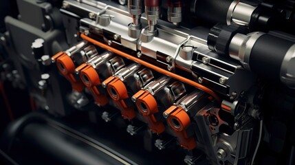 Fototapeta premium A photo of a modern car fuel injection system