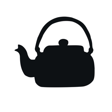 recommend clip art: Vector hand drawn kettle silhouette isolated on white background