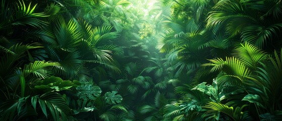 Background Tropical. Amidst the dense foliage, the rainforest's layers of green and bursts of color paint a visually stunning landscape, evoking feelings of both calmness and inspiration.