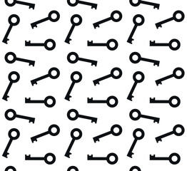 Vector seamless pattern of flat key silhouette isolated on white background
