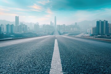 Obraz premium Urban high-rise buildings and asphalt pavement