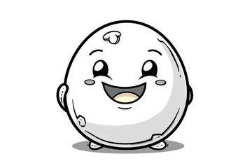 cute happy egg with chibi style vector illustration in black and white