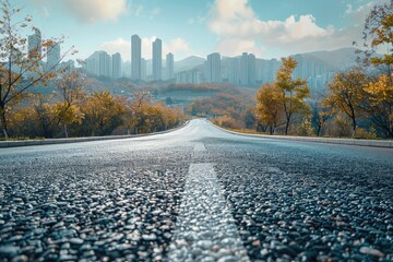 Obraz premium Urban high-rise buildings and asphalt pavement
