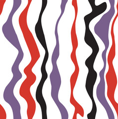  Seamless abstract red, purple and black ribbons pattern. Isolated on white background.