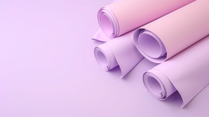 pastel paper rolls on a soft trendy background