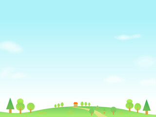 野原と空のある風景