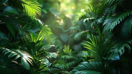 Background Tropical. The rainforest's lush foliage is alive with constant growth and movement, highlighting the dynamic nature of this vibrant ecosystem.