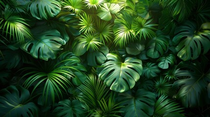 Background Tropical. Amidst the dense foliage, the rainforest is alive, with constant growth and movement showcasing the ever-changing nature of this vibrant ecosystem.