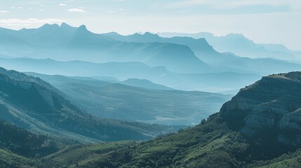 Naklejka premium A vista of a vast mountain range and its shadow stretching out before an endless horizon.