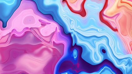 Abstract colorful fluid art with swirling patterns in shades of pink, purple, blue, and orange.