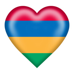 Mauritius flag heart button with clipping path