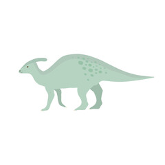 Vector flat hand drawn parasaurolophus dinosaur isolated on white background