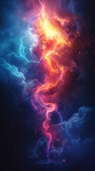 A futuristic business logo with dynamic thunder lighting effects and intricate details of growth and prosperity