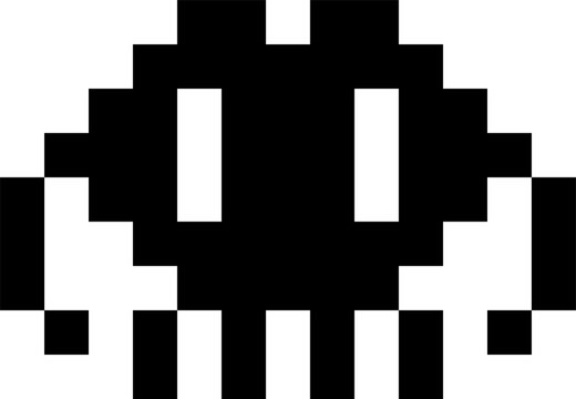 Abstract funny monster icon in pixel art style