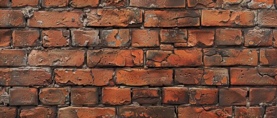 Obraz premium Rustic and weathered brown brick wall for vintage aesthetics.
