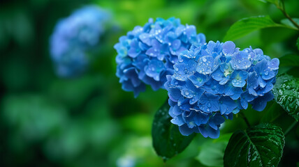 満開の紫陽花 日本の梅雨