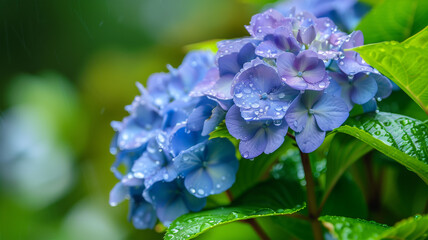 満開の紫陽花 日本の梅雨