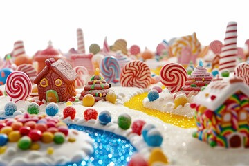 Fototapeta premium Miniature candy land, isolated on white