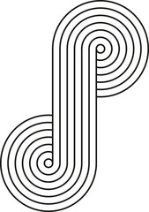 Rounded figure, modern stripy zen shape