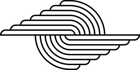 Abstract stripy zen shape with curves