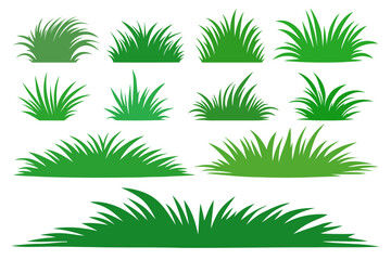 Set of vector green grass.
