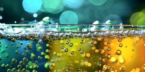 Highspeed image of carbonated drink bubbles highlighting potential acid reflux trigger. Concept Carbonated Drink, Acid Reflux, Bubbles, Trigger, Highspeed Image