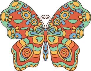 Retro groovy butterfly flaunts whimsical patterns