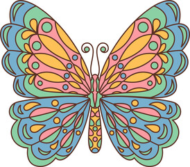 Retro groovy butterfly flaunt psychedelic patterns