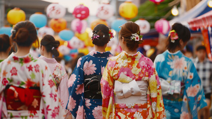 Fototapeta premium 夏祭りを楽しむ浴衣の女性
