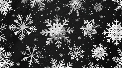 snowflakes pattern on black background 