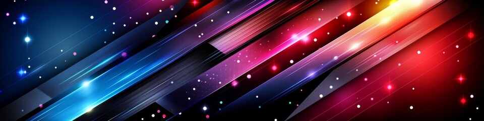 Vibrant Abstract Digital Art with Diagonal Stripes and Cosmic Design in Blue, Red, and Purple Tones - Modern Background Artwork