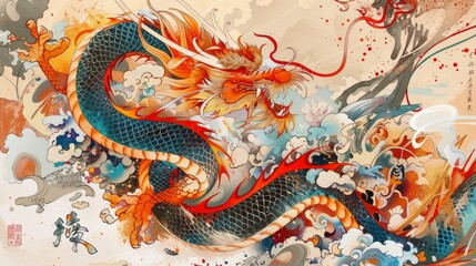 Obraz premium Symbol of strength, Patriotic Music, fantastical illustrations painted in a myriad of colors, traditional Japanese calligraphy, High-def 