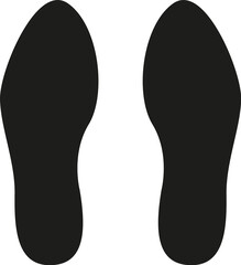 Human footprints. Human step silhouettes, barefoot sneaker boots sole baby footsteps women shoes print trail. Vector isolated collection