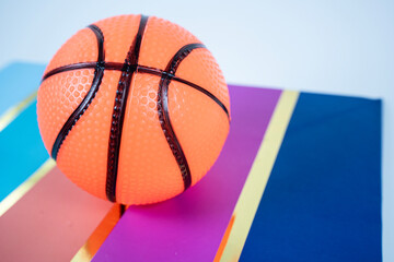 Basketball On A Blue And Red Table With White Background
