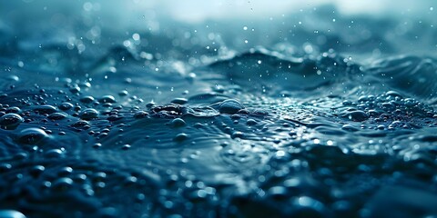 Creating a serene aquatic ambiance: Water droplets on underwater surface. Concept Underwater Photography, Water Droplets, Serene Ambiance, Aquatic Setting