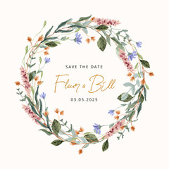 vintage wildflower watercolor wreath